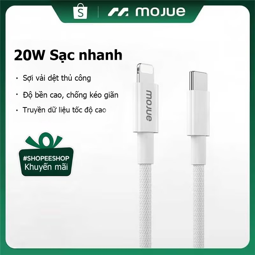 MOJUE C708 Cáp dữ liệu sạc PD cho iOS 6-14 (Type-C sang iOS). Tương thích với iOS 12 Sẵn sàng giao h