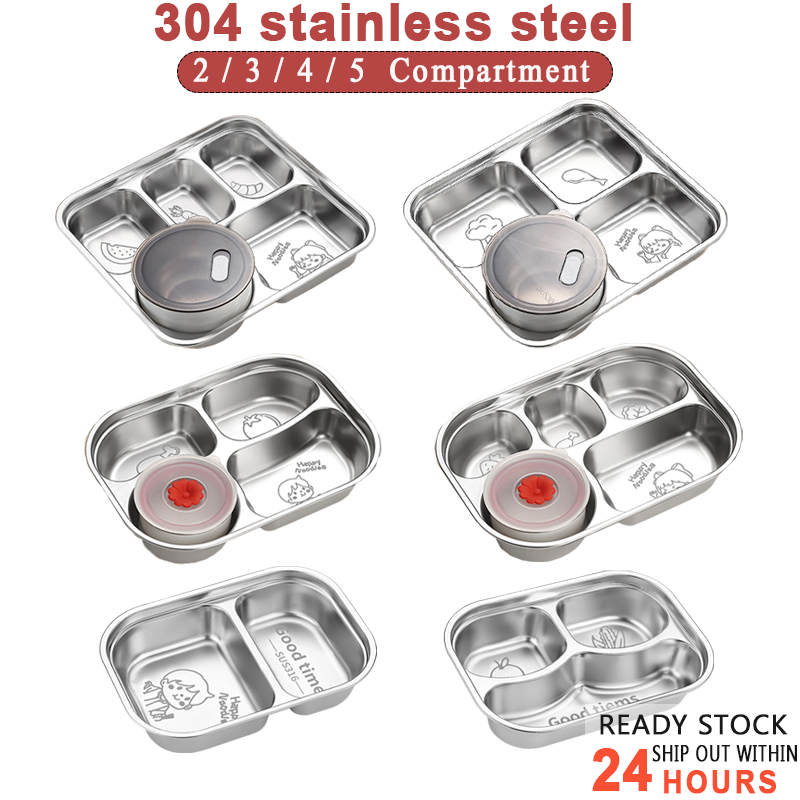 Bữa tối bằng thép không gỉ 304 sâu hơn / Khay inox lưới 2 / 3 / 4 / 5 / 5 / Đĩa ăn chia hộp cơm trưa
