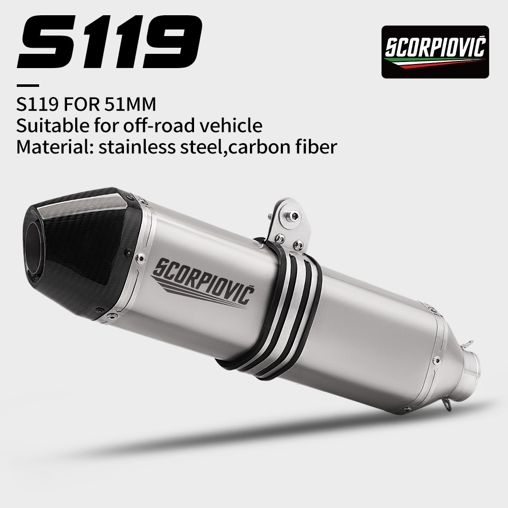 51mm Thoát Moto Ống Xe Máy Xả Carbon Đầu Giảm Thanh Cho CRF250 CRF300 CBR650 R7 R9 Z400 S1000RR S119