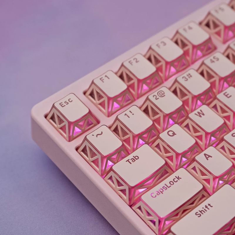 [Chỉ Keycap] Bóng Gấp Rỗng Keycap Hồng 130 Phím Cho Cherry MX Switch Bàn Phím Cơ Keychron / RK61 / G