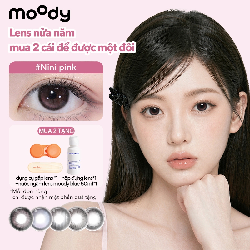 [lens moody 6 tháng - 01 chiếc] Kính áp tròng 6 tháng moody màu Bánh Gạo, có độ cận 0-7, độ giãn trò