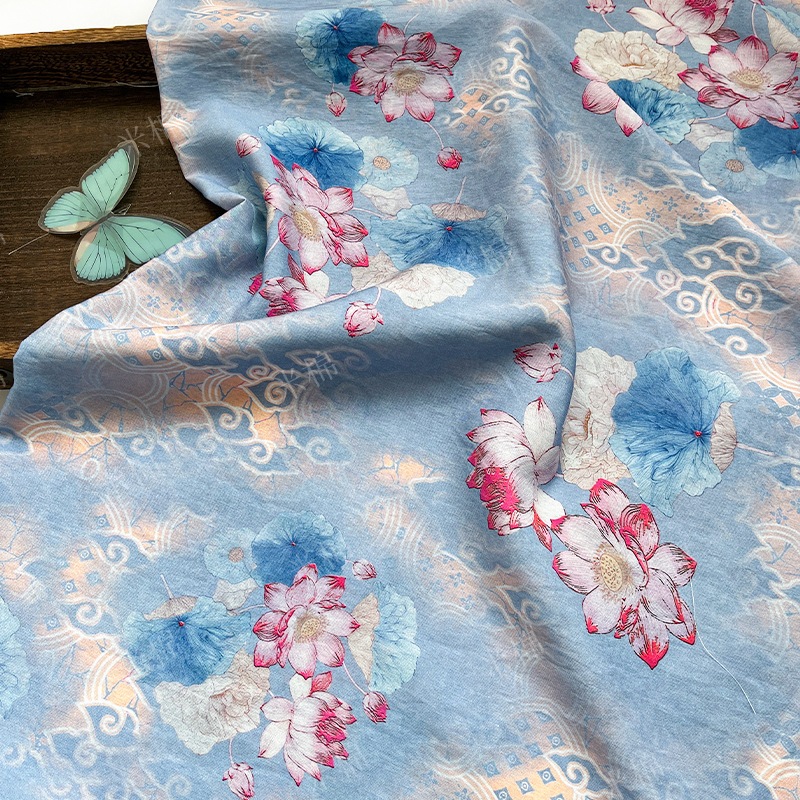1 Mét Yun Lan He Yu Cotton Nylon In Vải Phong Cách Trung Hoa Mới Vải Cho Qipao Hanfu Đầm Áo May Chất