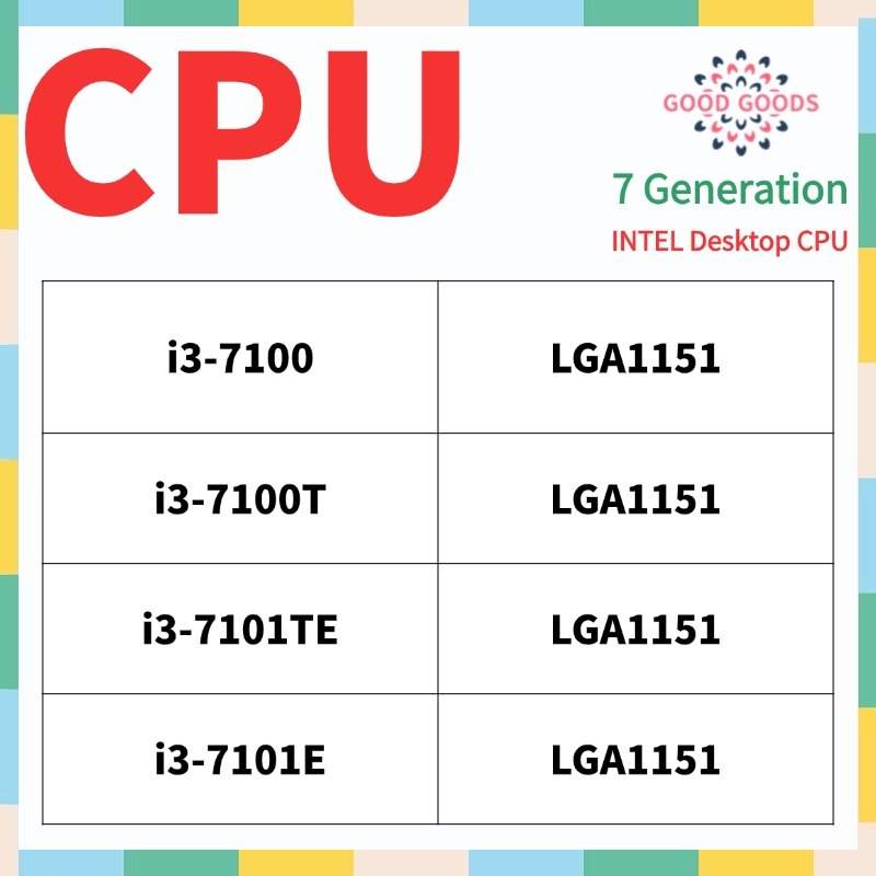 I3-7100 i3-7100T CPU máy tính để bàn INTEL Core thế hệ thứ 7 LGA1151