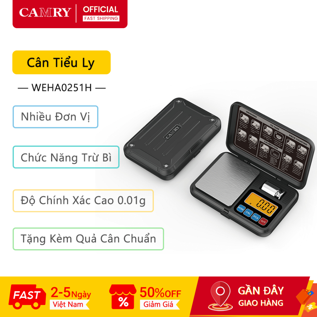CAMRY Cân Tiểu Ly WEHA0251H Độ Chính Xác Cao 0.01g Nhiều Đơn Vị Digital Scale Cân Điện Tử Cân Mini C