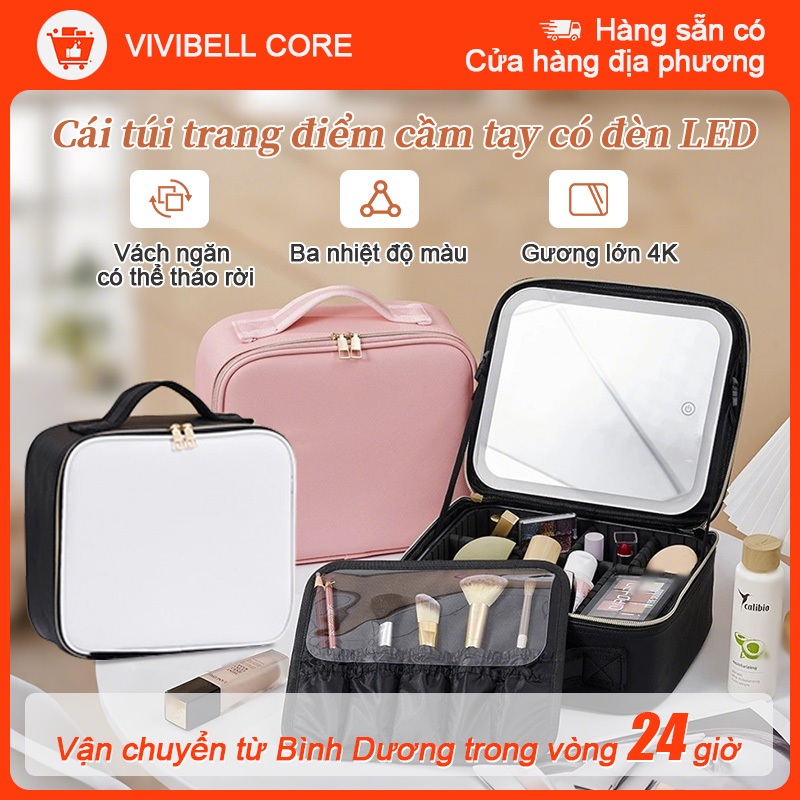 【Clearance】Cốp Makeup Hồng Cốp Đựng Mỹ Phẩm Hộp Đựng Đồ Makeup LED Gương Túi Đựng Đồ Makeup