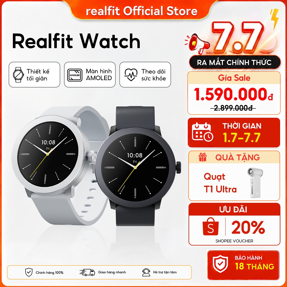[HÀNG MỚI VỀ] Đồng hồ thông minh REALFIT WATCH | Thiết Kế Tối Giản Với Màn hình AMOLED 1,43 " | Gọi Bluetooth | Theo dõi sức khỏe | Pin 14 ngày | BigBuy360 - bigbuy360.vn