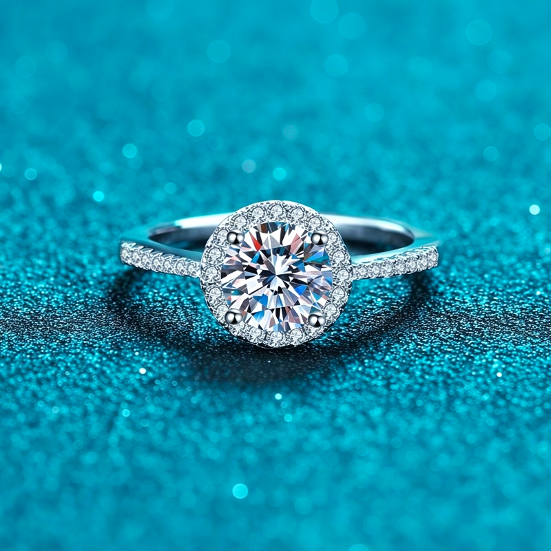 Nhẫn nữ bạc X-390 925, 0,5 Carat / 1 Carat / 2 Carat Moissanite (Bao gồm chứng chỉ)