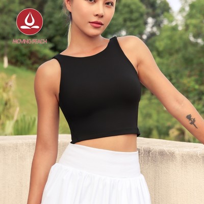 MOVING PEACH Nữ Áo Ngực Thể Thao Mềm Cổ Cao Tập Yoga Crop Top Có Thể Tháo Rời Áo Ngực Ly Thể Dục Khiêu Vũ Hàng Ngày Mặc HBU