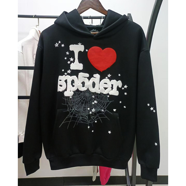 Sp5der Thư tạo Bọt Mới Áo Khoác Hoodie Họa Tiết Rằn Ri Phối Cá Tính 0917