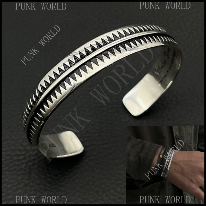 GOROS Bạc 925 Totem Sawtooth Lắc Tay Retro Punk Rock Vòng Tay Đường Phố Hip Hop Trang Sức Quà Tặng C