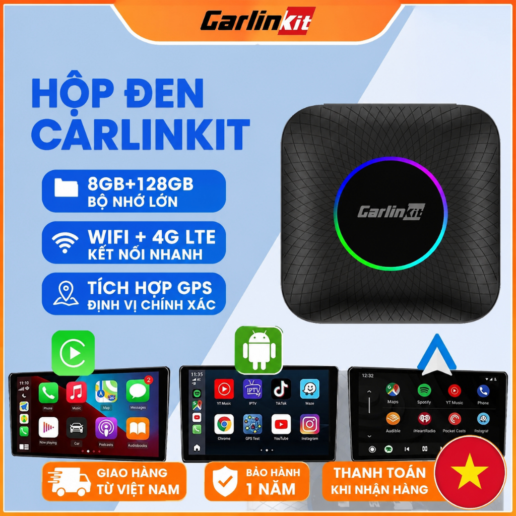 Carlinkit Carplay AI Box Android Auto Wireless Carplay Dongle Car Android 13.0 (8 + 128G) TBOX Bộ ch