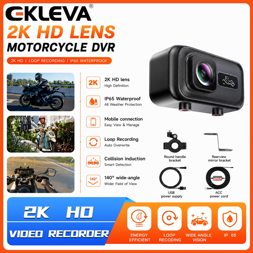 EKLEVA Xe Máy 2K WiFi DVR Toàn Thân Chống Nước Dash Cam Ghi Hình Cho Xe Điện Máy Ảnh Động Cơ Đa Năng