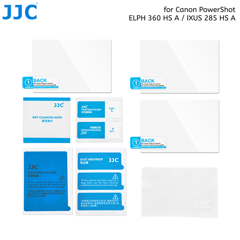 JJC 3 Miếng Kính Cường Lực Bảo Vệ Màn Hình Cho Canon PowerShot ELPH 360 HS A / IXUS 285 HS A Camera,