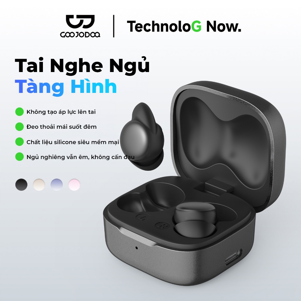 GOOJODOQ Tai nghe Bluetooth ngủ  Tai nghe nhét tai không dây siêu nhẹ Hiệu ứng âm thanh khi ngủ cao cấp | BigBuy360 - bigbuy360.vn