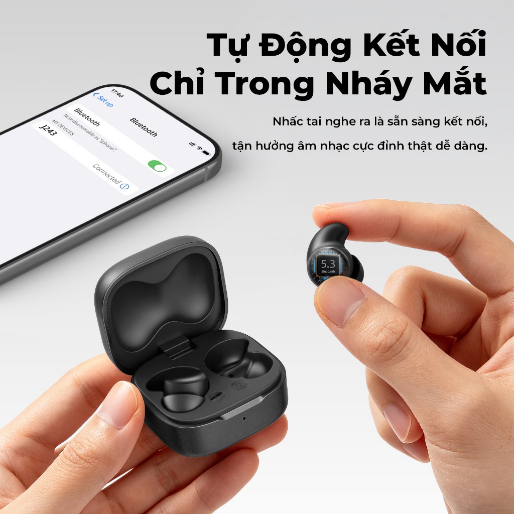 GOOJODOQ Tai nghe Bluetooth ngủ  Tai nghe nhét tai không dây siêu nhẹ Hiệu ứng âm thanh khi ngủ cao cấp | BigBuy360 - bigbuy360.vn