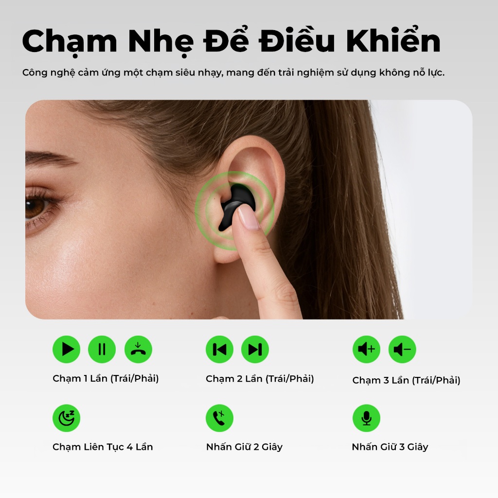 GOOJODOQ Tai nghe Bluetooth ngủ  Tai nghe nhét tai không dây siêu nhẹ Hiệu ứng âm thanh khi ngủ cao cấp | BigBuy360 - bigbuy360.vn