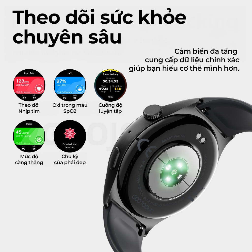 GOOJODOQ Đồng hồ thông minh chống nước FB060 IP68 Hợp kim kẽm 3D Năng động Giám sát sức khỏe toàn diện Trợ lý giọng nói thông minh | BigBuy360 - bigbuy360.vn