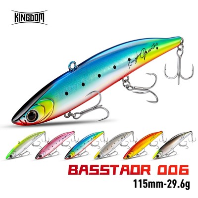 KINGDOM BASSTAOR 006 Chìm VIB Mồi 115mm 29.6g Cá Mồi Thực Tế Mồi Cứng Đúc Dài Rung Cao Nước Mặn Biển Bass Câu Cá Có Móc Treble Gia Cố