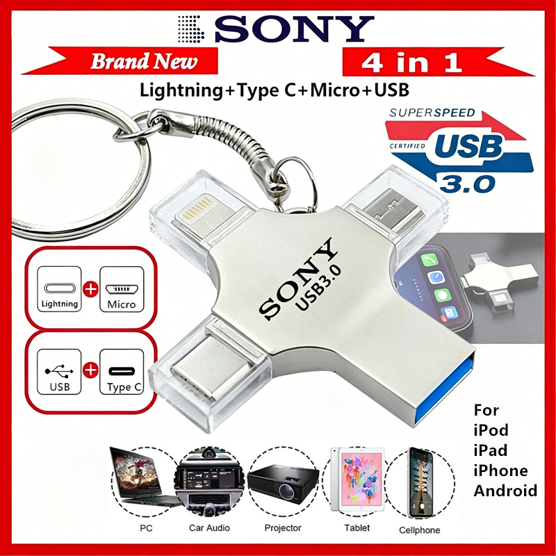 Ổ đĩa flash USB 4 trong 1 2TB 64GB 32GB 16GB Pendrive 64GB Type-C Thẻ nhớ USB 128GB 256GB Mobile And