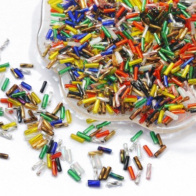 300 Chiếc 2X6mm Hỗn Hợp Màu Leptospira Hạt Thủy Tinh 2x6mm Để Làm Đồ Trang Sức Thủ Công Tự Làm
