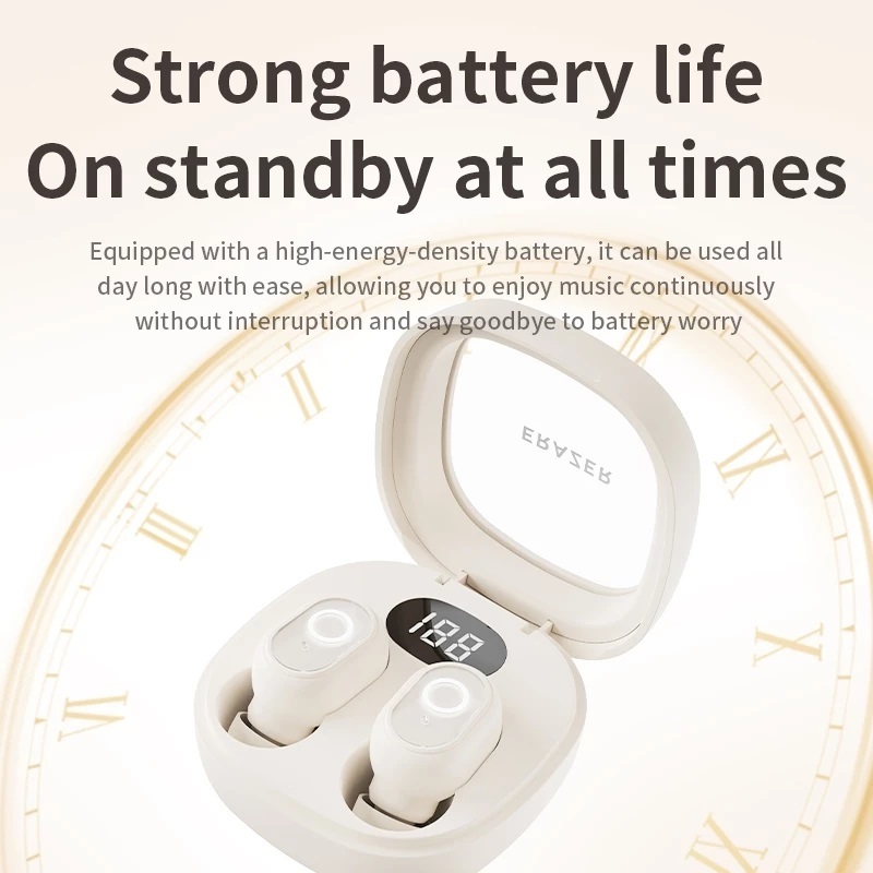 Tai nghe ERAZER EP118 Bean Bluetooth 5.4TWS Tai nghe không dây bên cạnh Màn hình LED thân thiện với giấc ngủ Điều khiển bằng cảm ứng nghe nhét tai Mini Âm thanh 3D Hi-Fi | BigBuy360 - bigbuy360.vn