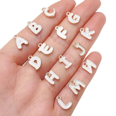 2 Cái / túi Màu Hồng Chữ Mặt Dây Chuyền Hợp Kim Chữ Cái Tiếng Anh Quyến Rũ Vòng Cổ Vòng Tay DIY Trang Sức Làm