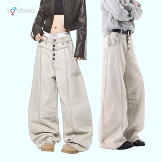 YOUTANG Quần jean nam nữ High Street Loose Leisure All-Matching