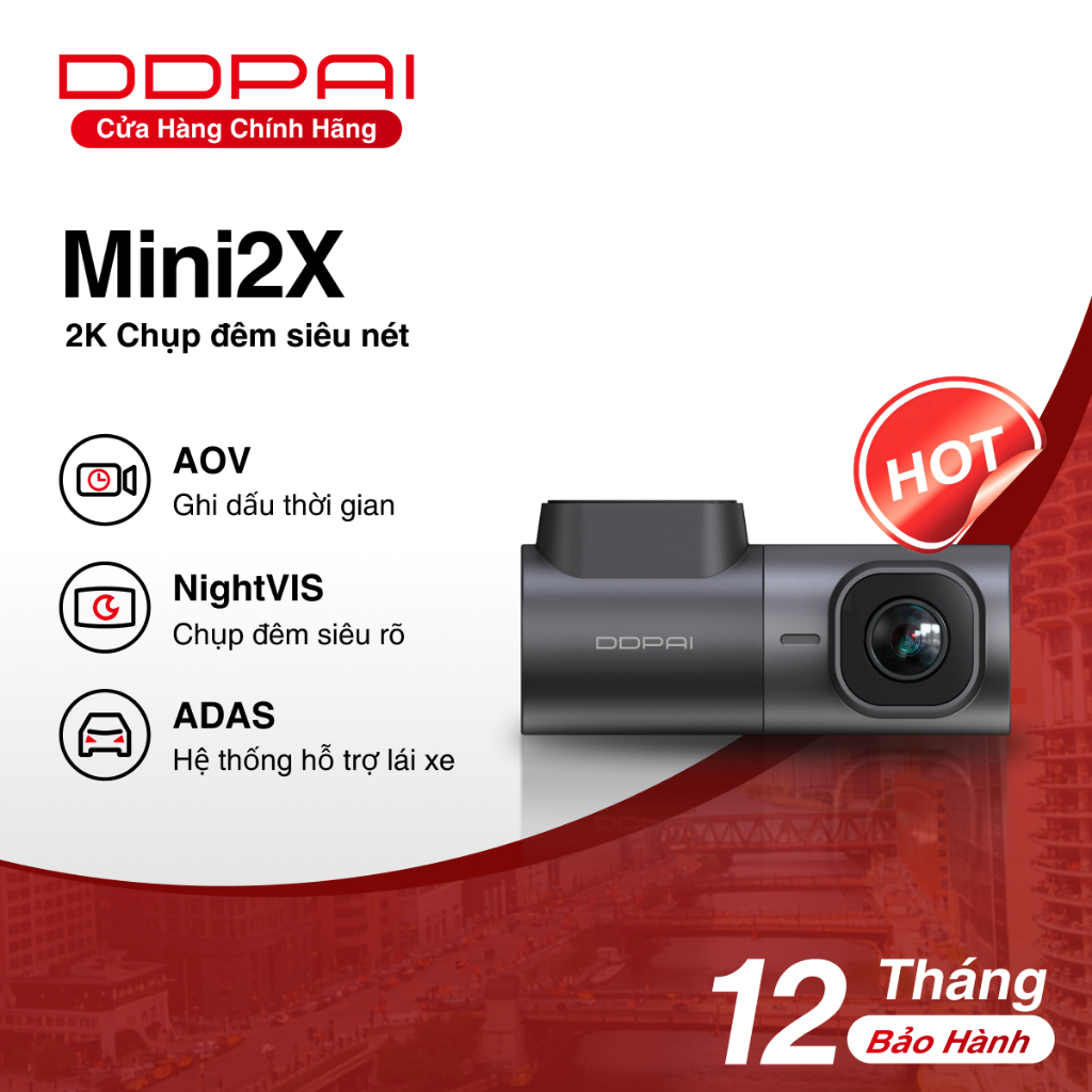 DDPAI Mini 2X Camera Hành Trình Ô Tô 2K QHD 1440P | 360° Xoay, WiFi 5GHz, Tầm Nhìn Ban Đêm Cao Cấp, 