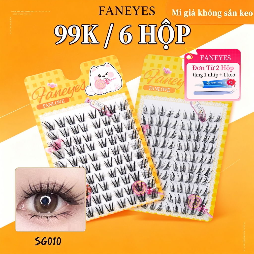 FANEYES Mi giả không sẵn keo Mi giả giả da nhẹ mềm không cảm giác giữ nếp bền vững cần thiết cho đi 