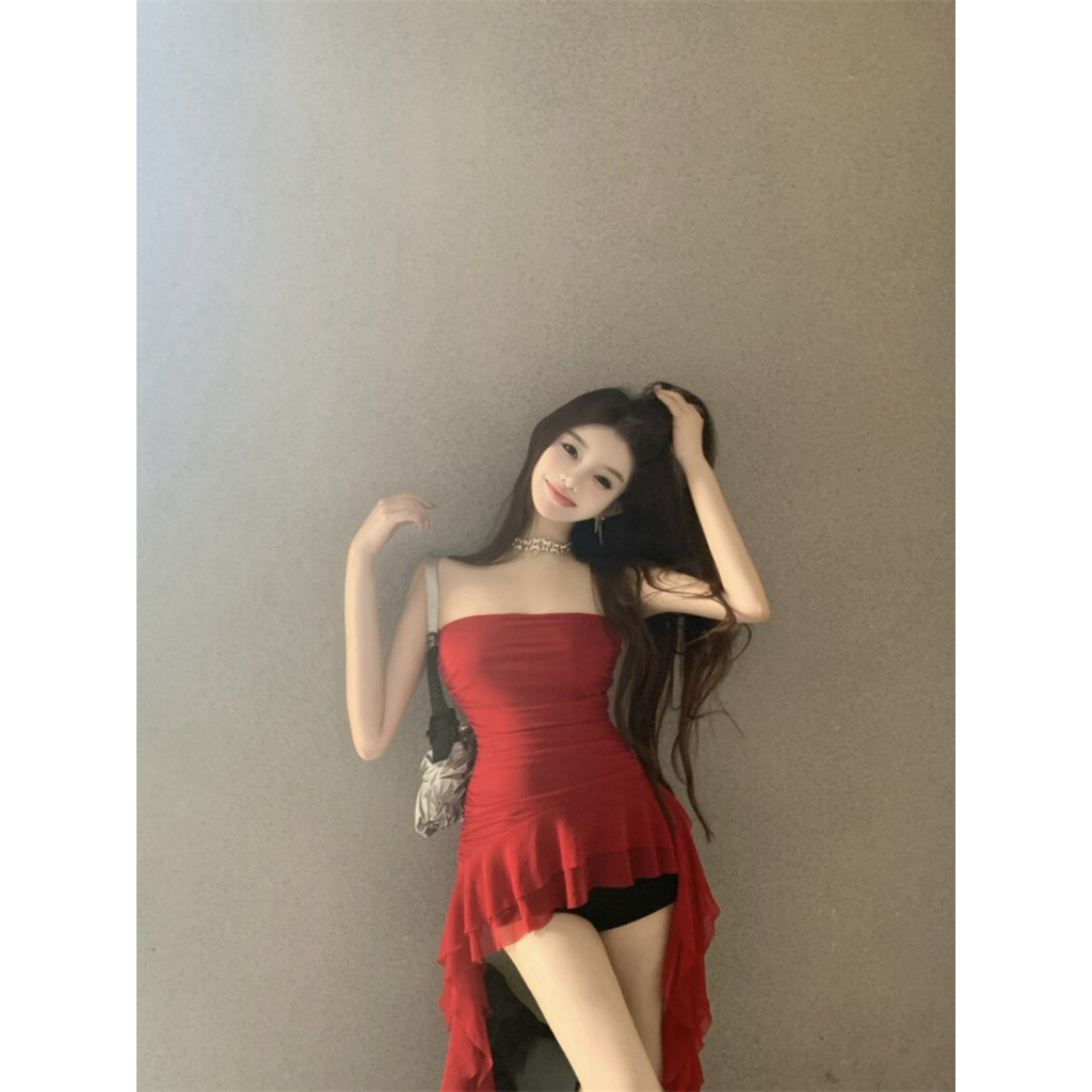 Klalien 2026 Mùa Hè Mới Phong Cách Gợi Cảm Thiết Kế Áo Ngực Sense Áo Vest Nữ Ruffle Edge Tua Rua Slim Fit Không Đều Top | BigBuy360 - bigbuy360.vn