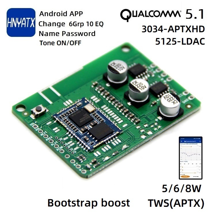 APP Đổi tên mật khẩu EQ Bluetooth 5.1 Qualcomm QCC5124 LDAC QCC5125 APTXHD QCC3034 với bộ khuếch đại