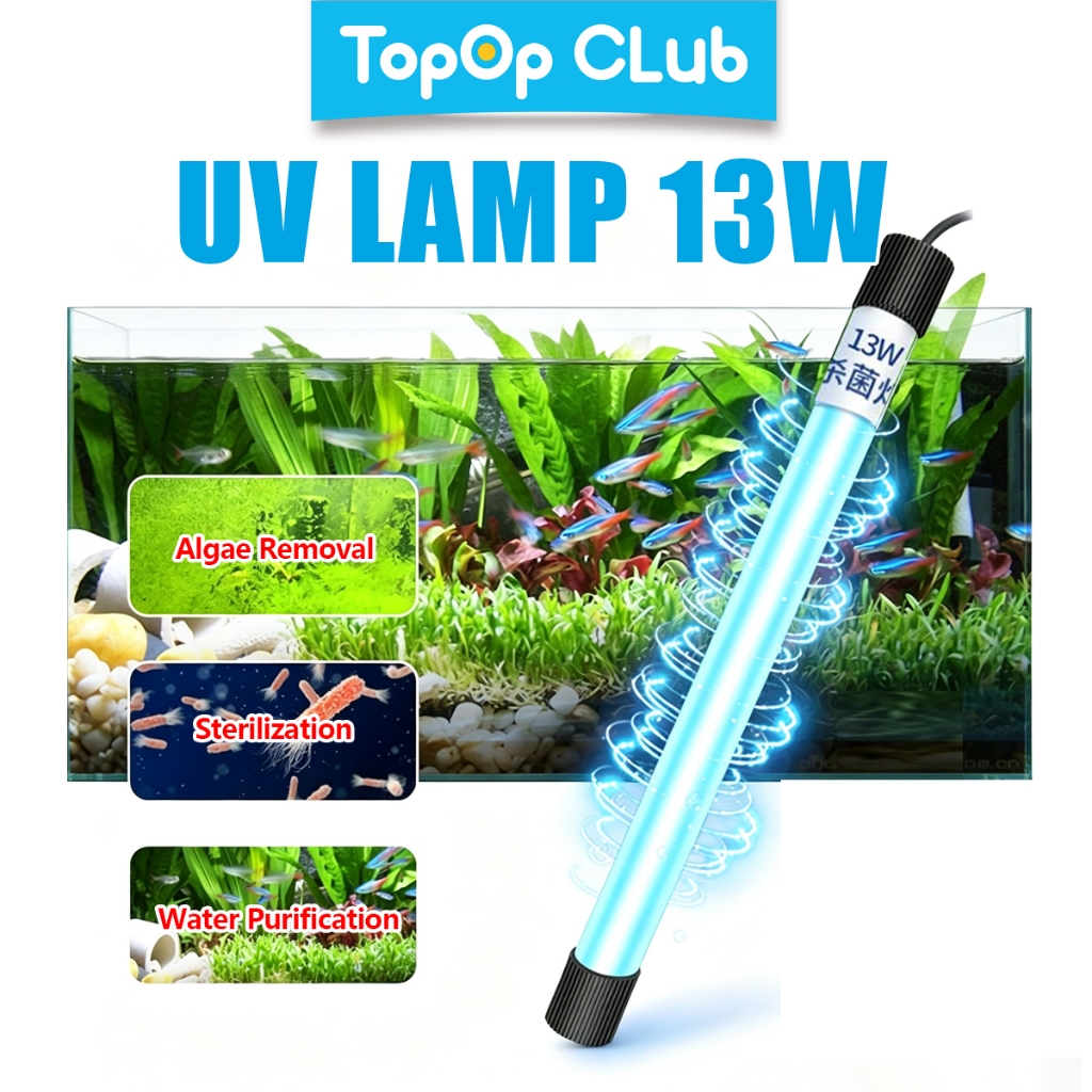TOPOPCLUB UV Bể Cá 3W / 13W Cho Bể Cá UV Khử Trùng Đèn Lọc Nước Tia Cực tím
