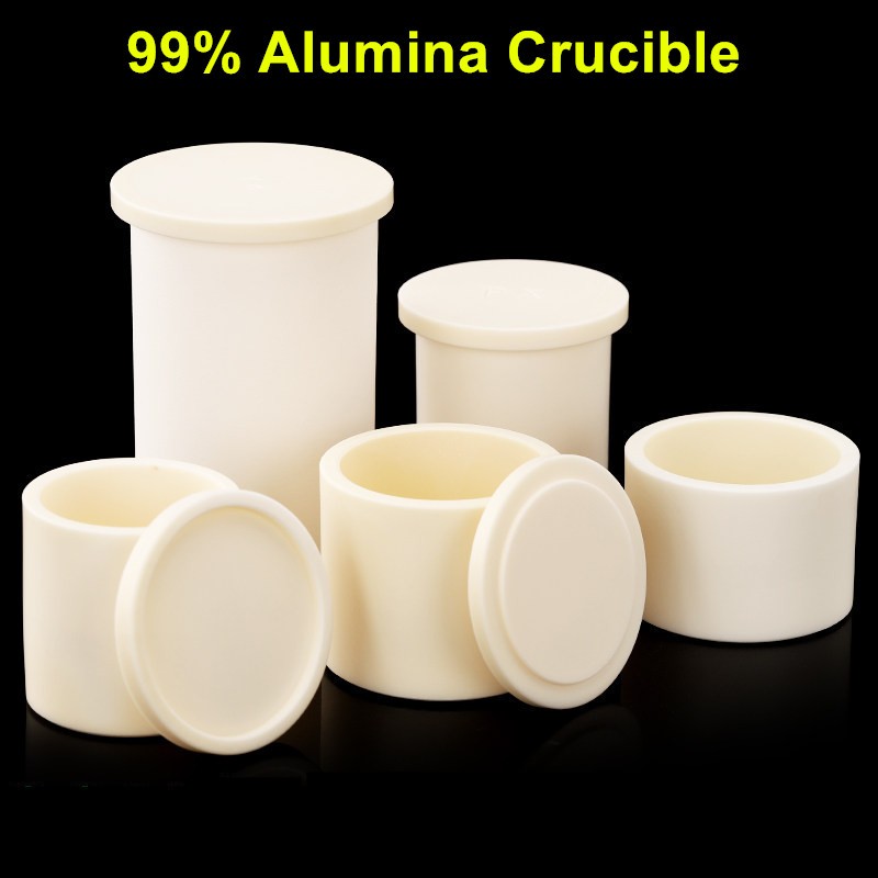 99% Alumina Hình Trụ Crucible Có Nắp Độ Tinh Khiết Cao Al2O3 Gốm Crucible Chịu Nhiệt Độ Cao Cho Nghi