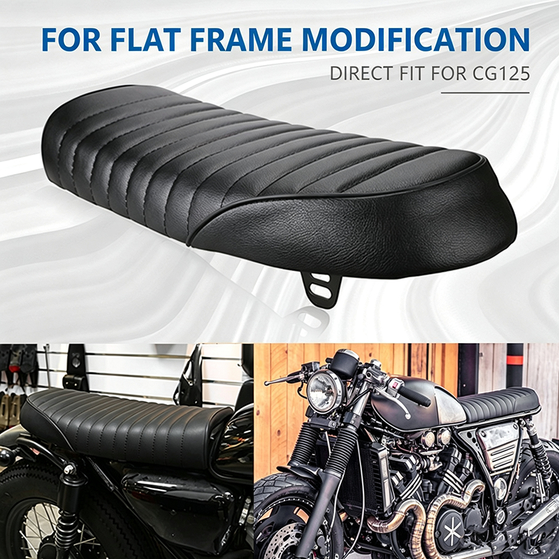 Xe Máy Retro Sọc Ghế Sâu Bướm Yên Xe Sửa Đổi Đệm Phù Hợp Với Ranger U Ranger Cafe Racer Khung Phẳng 
