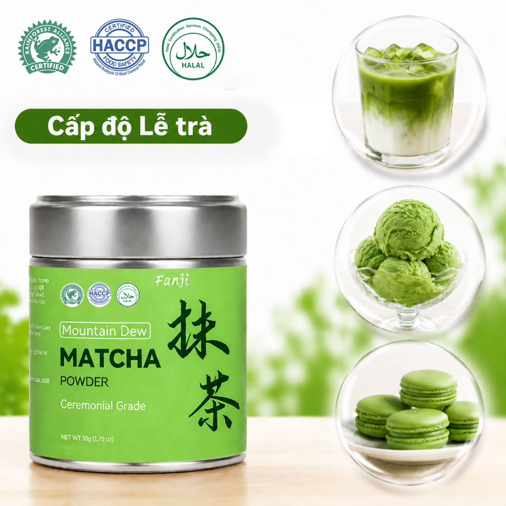 Fanji Matcha (Mountain Dew Matcha, 50g) - Matcha cấp nghi lễ dành cho đồ uống Matcha và nướng bánh