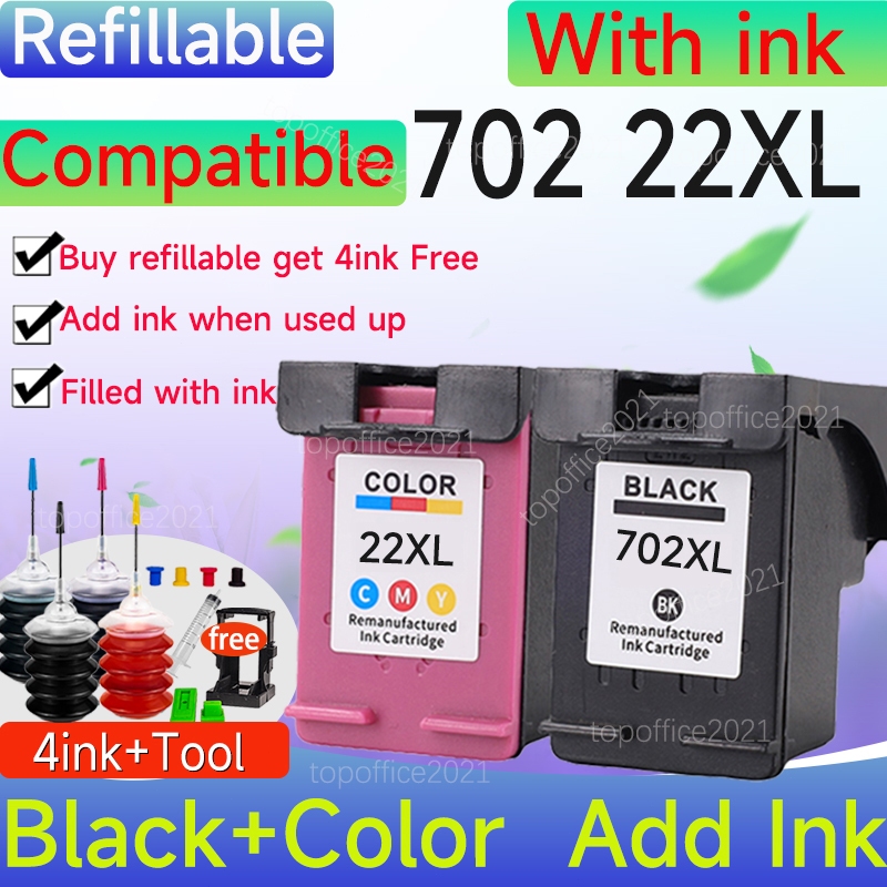 Tương thích hP 702 Hộp mực 22XL hP702 Đen hP22 Màu hP 702 22 Hộp mực cho HP officejet J3500 J3600 J3