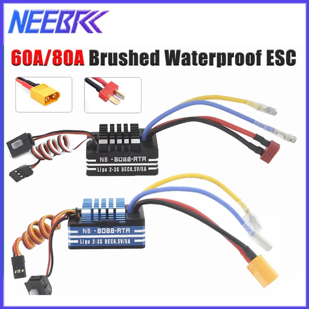 NEEBRC 60A 80A Kim Loại Chống Thấm Nước Chải ESC 2-3S BEC 6.5V / 5A Bộ Điều Khiển Tốc Độ Cho 540 550
