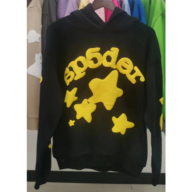 Sp5der Thư tạo Bọt Mới Áo Khoác Hoodie Họa Tiết Rằn Ri Phối Cá Tính 0917