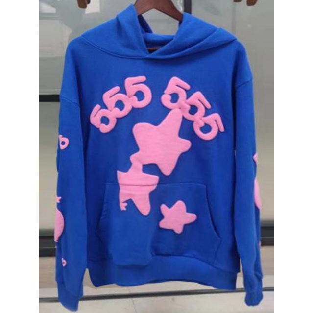 Sp5der Thư tạo Bọt Mới Áo Khoác Hoodie Họa Tiết Rằn Ri Phối Cá Tính 0917