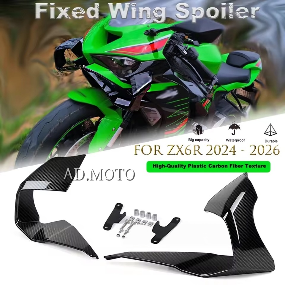 Dành Cho Kawasaki zx6r ZX-6R 2024 ZX6R 2025 2026 Xe Máy Cánh Cánh Trước Cánh Gió Fairing Cố Định Môi