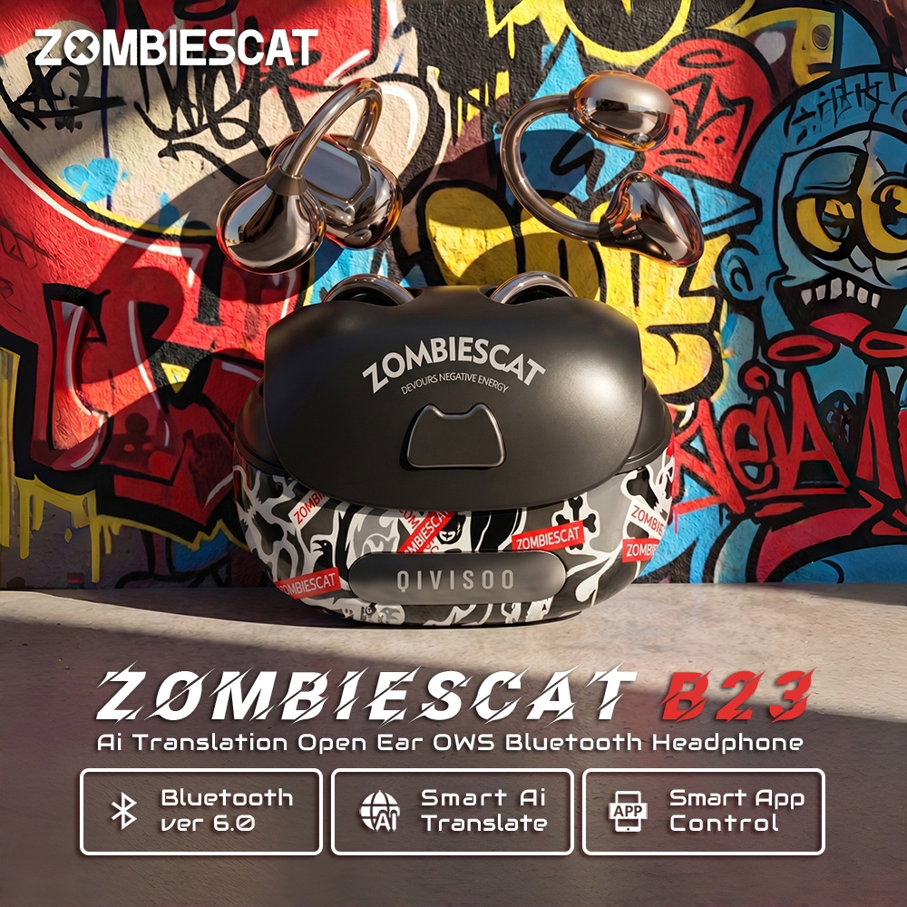 Tai nghe không dây ZOMBIESCAT B23 B23, phát nhạc bền bỉ, âm thanh trong suốt, an toàn khi đi bộ, Blu