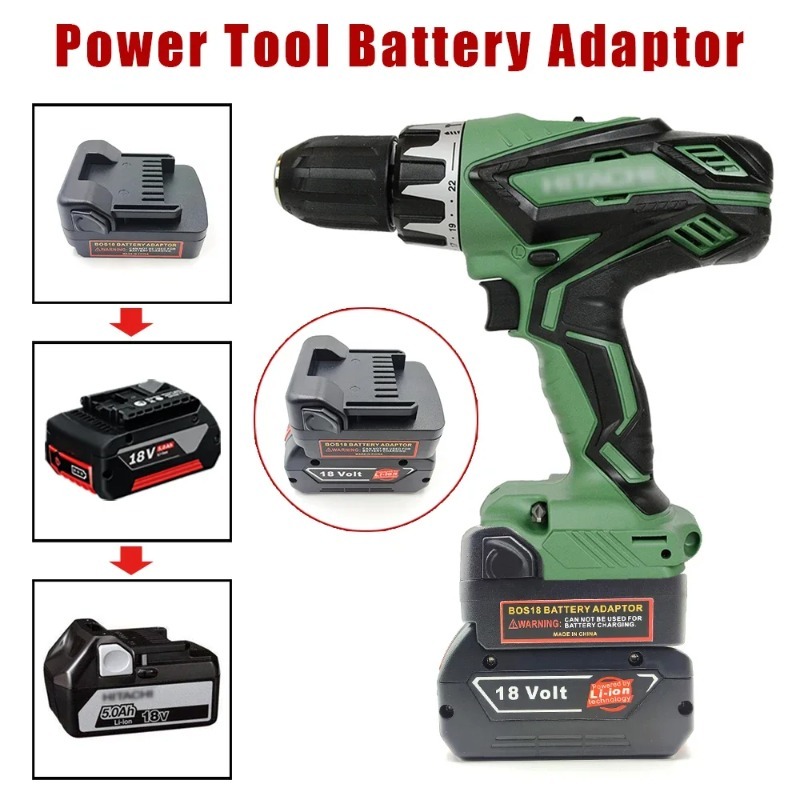 Bộ chuyển đổi pin cho các công cụ Hitachi / Hikoki 18V Tương thích với pin Li-ion Bosch 18V BAT618