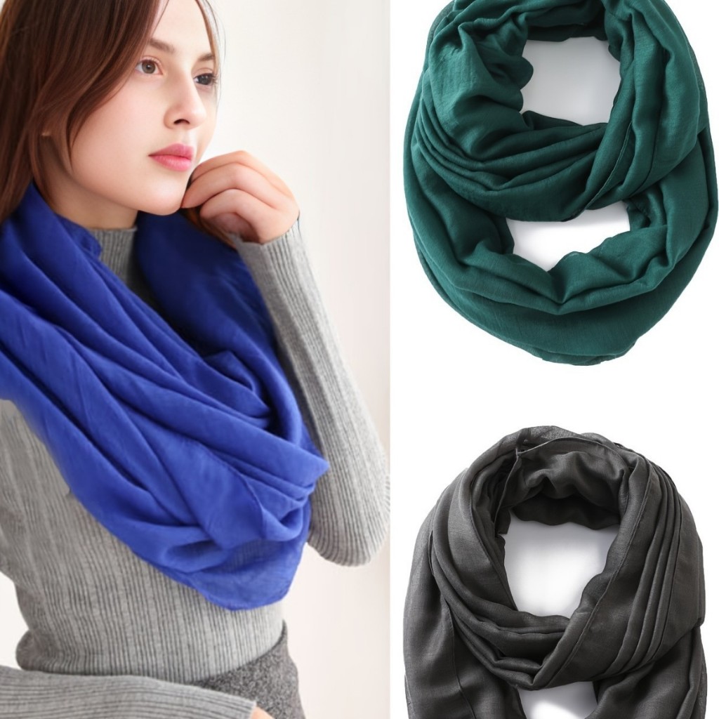 Jifang Nam Nữ Unisex Trơn Mềm Cotton Polyester Ngáy Vô Cực Khăn Quấn PW140