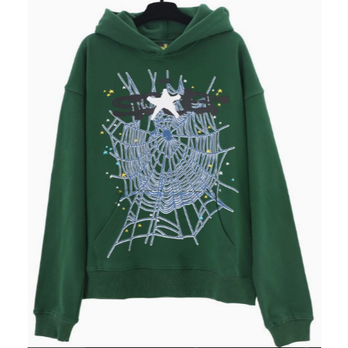 Sp5der Thư tạo Bọt Mới Áo Khoác Hoodie Họa Tiết Rằn Ri Phối Cá Tính 0917