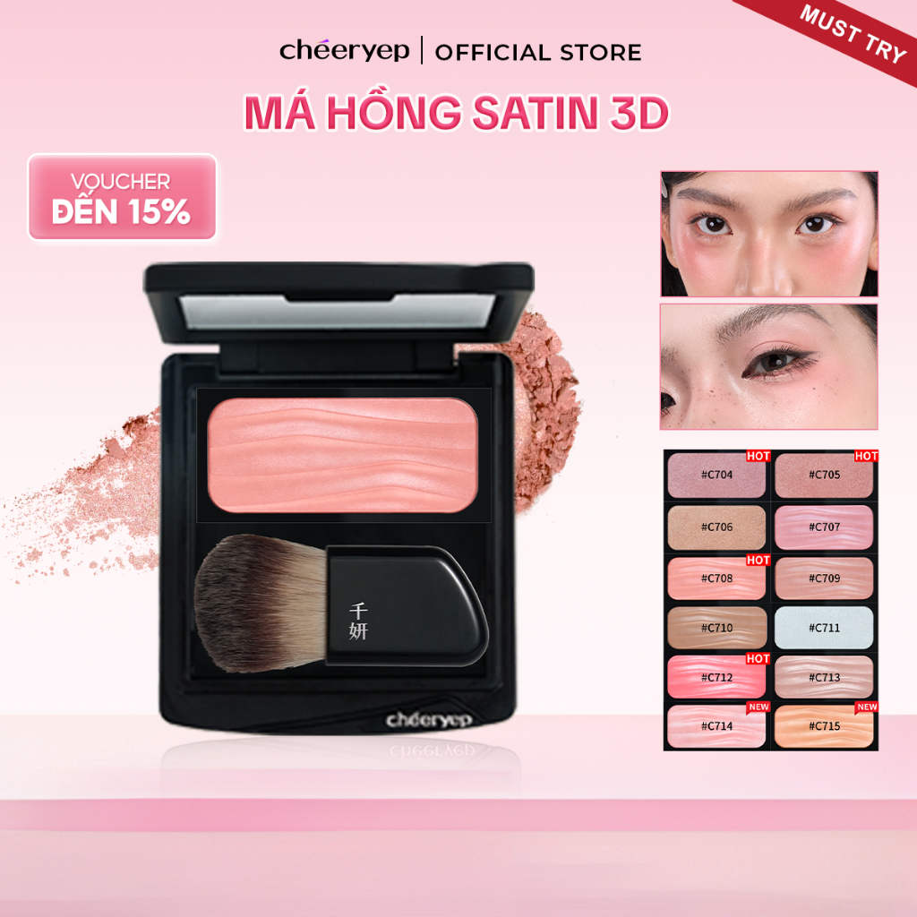 Phấn Má Hồng CHÉERYEP Satin 3D Mịn Tiệp Vào Da Tự Nhiên Bền Màu Lì Và Nhũ Ánh Kim | BigBuy360 - bigbuy360.vn