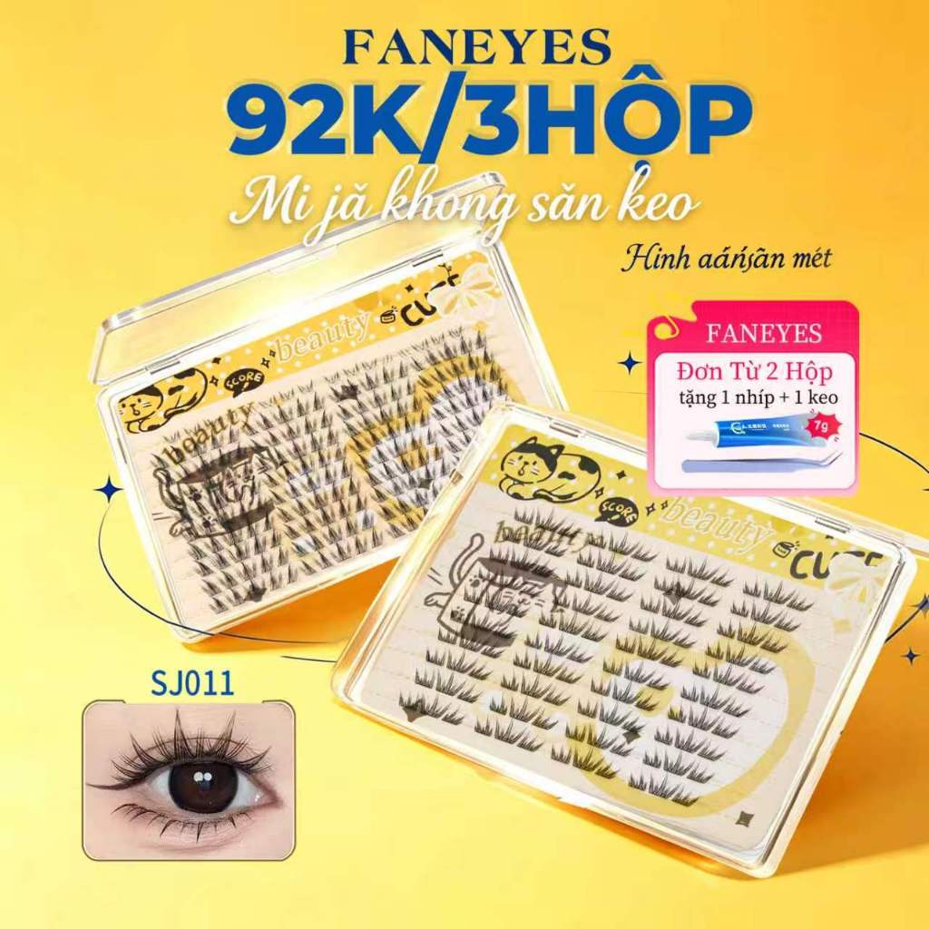 FANEYES Mi giả dung lượng lớn nhiều kiểu dán cong tự nhiên dài mảnh cần keo dán an toàn đáng tin cậy