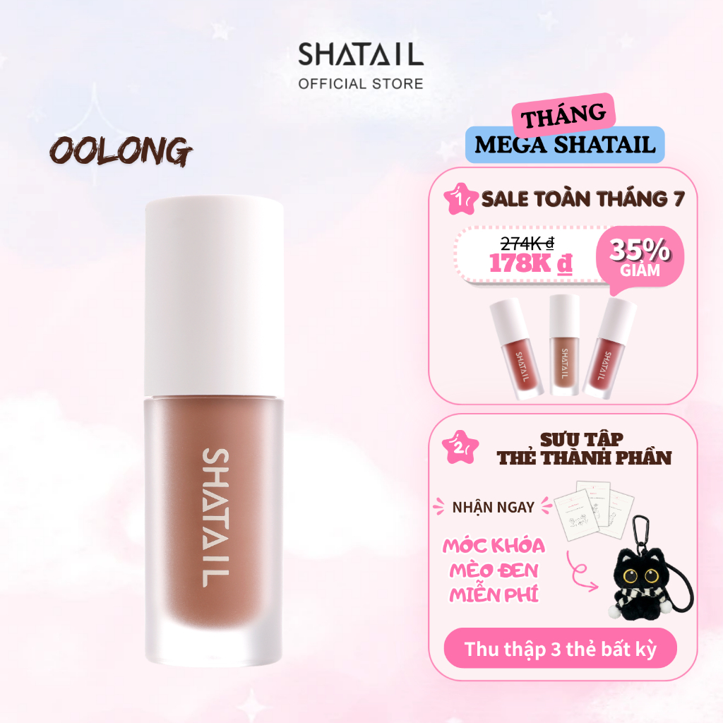 Lớp bóng dưỡng ẩm Dầu dưỡng/ Son bóng môi son moi Shatail (5 màu) Mã màu: Oolong (4ml) Cosmetic Mỹ P