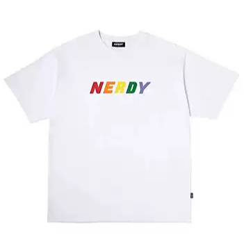 NERDY Rainbow Tay Ngắn Rời Phổ Biến Nam Nữ Áo Thun Nữ