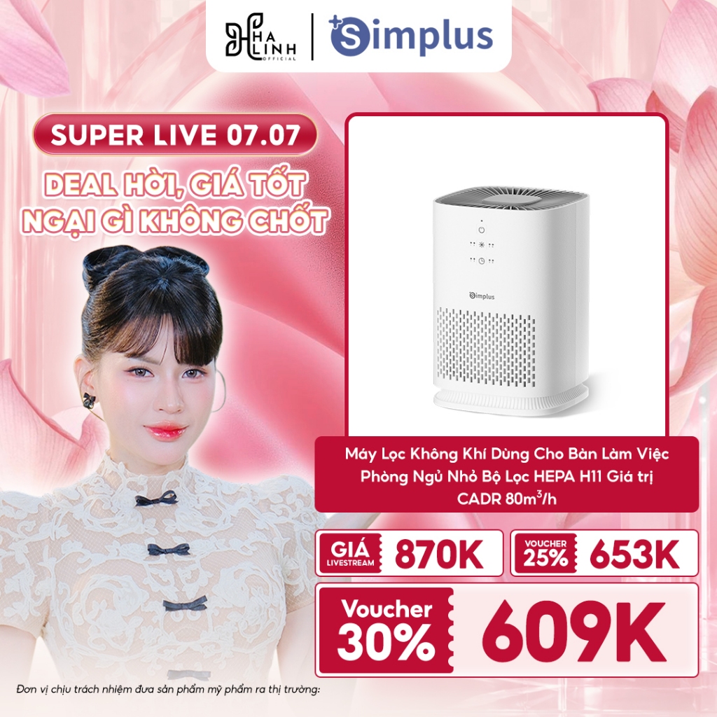 [VHL x Simplus] Máy Lọc Không Khí Dùng Cho Bàn Làm Việc Phòng Ngủ Nhỏ Bộ Lọc HEPA H11 Giá trị CADR 80m³/h KQJH008-V | BigBuy360 - bigbuy360.vn