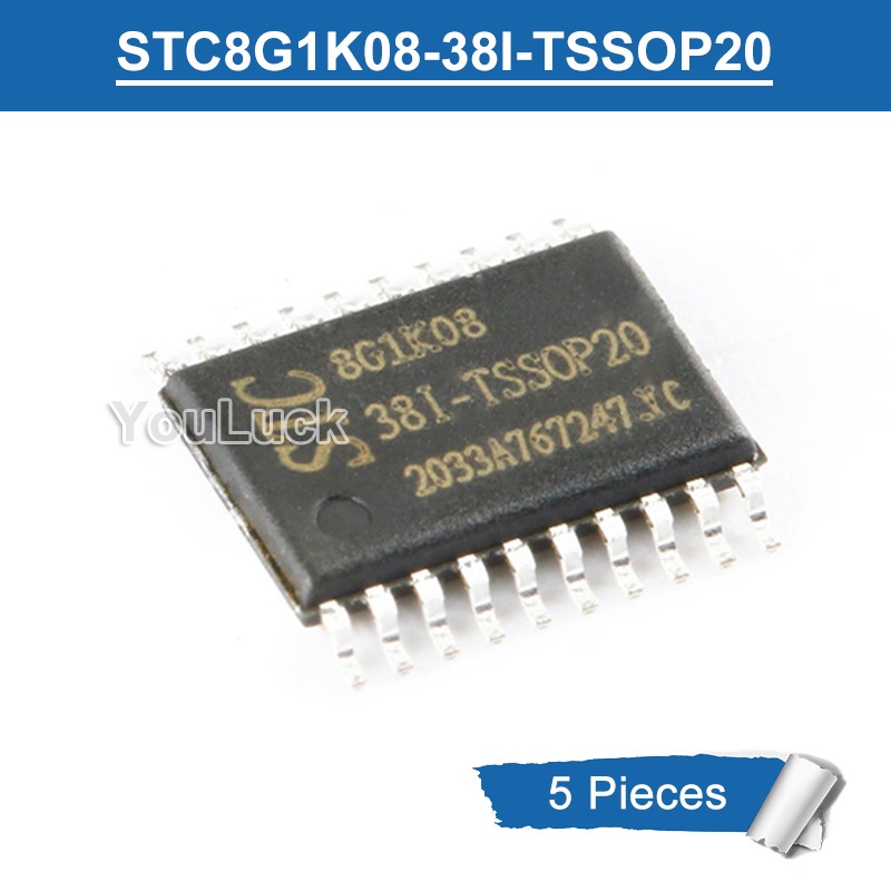 5 Chiếc STC 8G1K08 38I-TSSOP20 STC8G1K08-38I-TSSOP20 8051 Vi Điều Khiển MCU Chip IC Mới Chính Hãng
